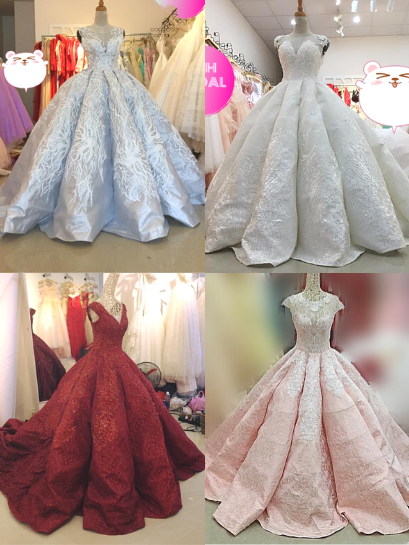 box pleated ball gown
