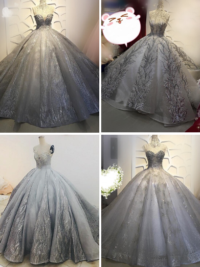 grey ball gown