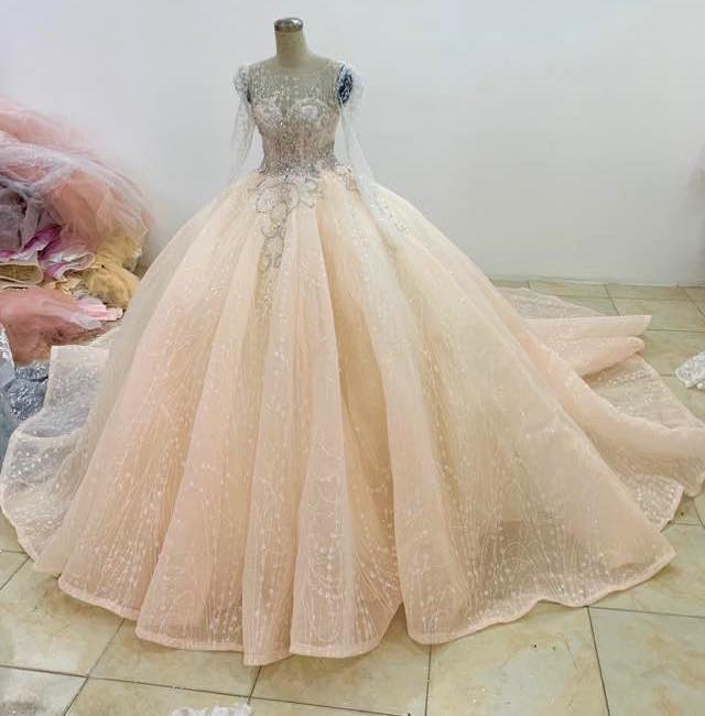 peach glitter dress