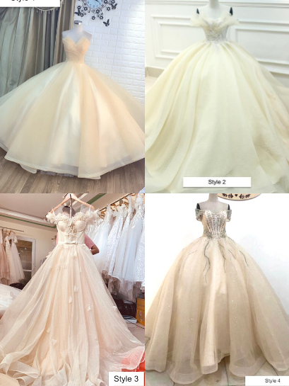 Champagne or nude beige/cream princess off the shoulder sleeveless ball  gown wedding dress with glitter tulle - various styles