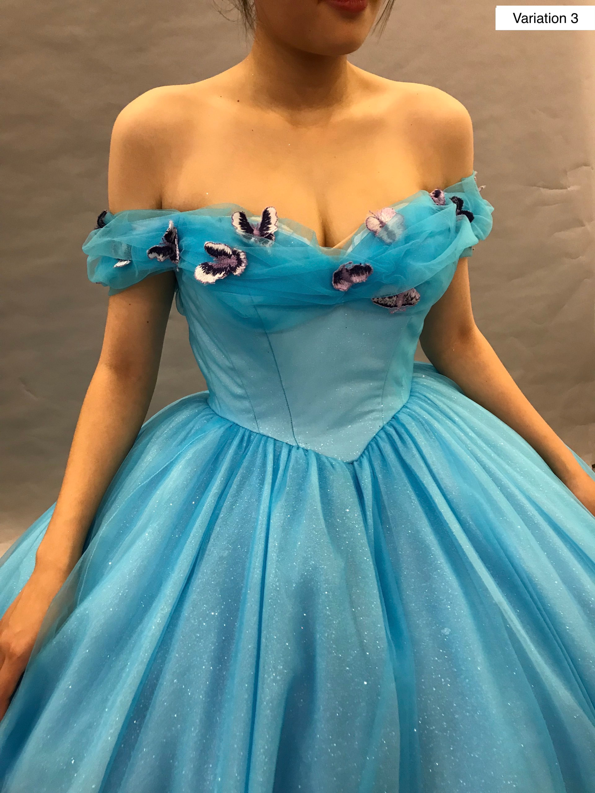 Illusion Creased Off The Shoulder Light Blue Ball Gown Quinceanera Dress