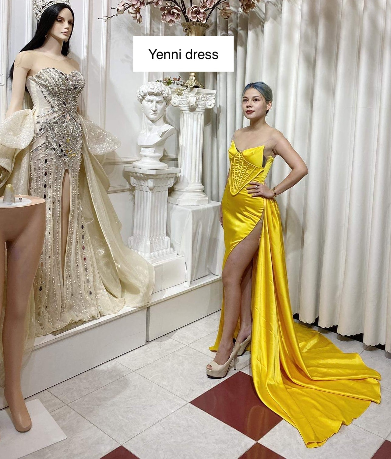 Long Elegant Evening Dress 2022 Sexy High Slit Sweetheart Dubai Women Yellow  Evening Party Formal Gowns
