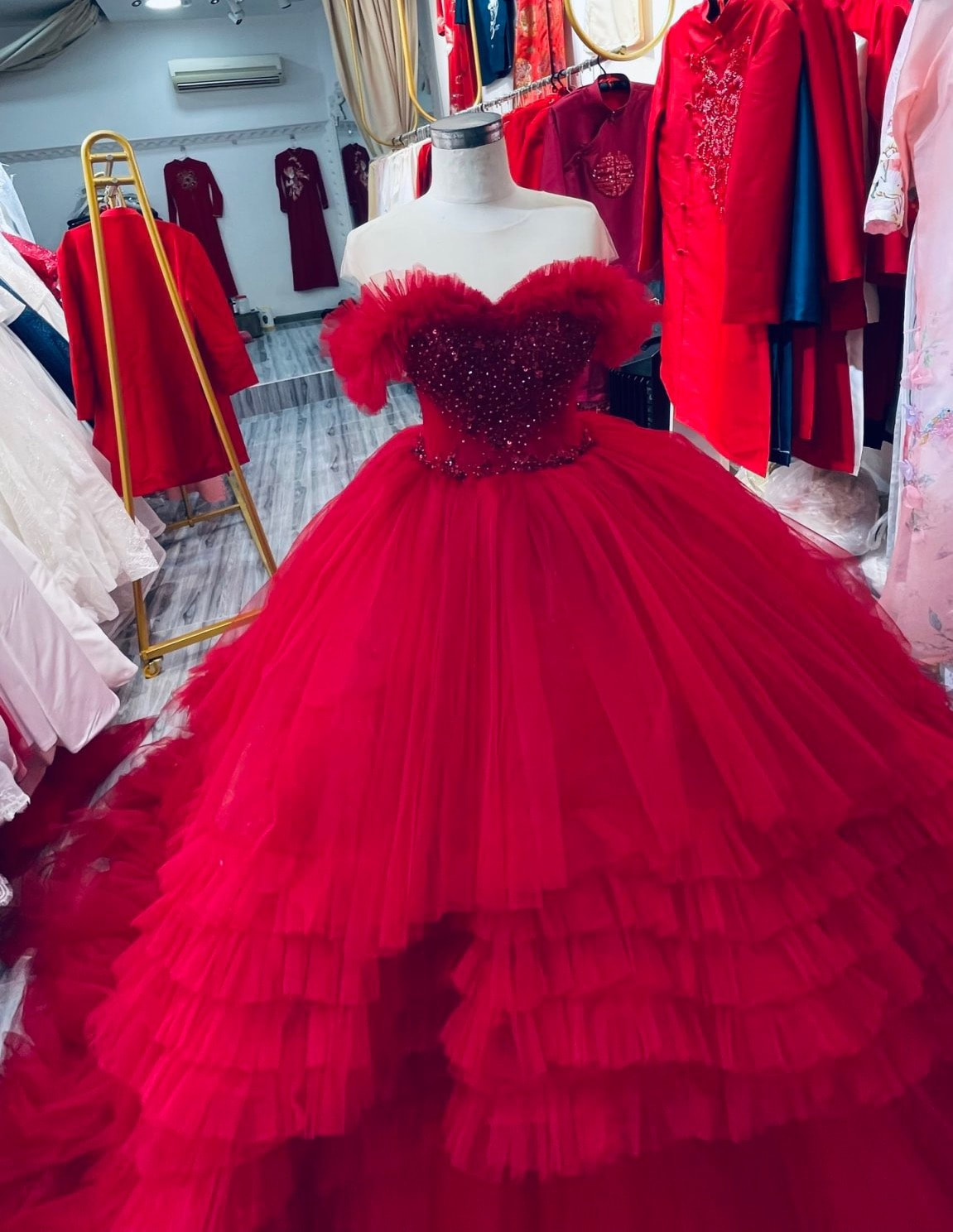 2021 Big Ball Gown Puffy Princess Wedding Dress - Mscooco.co.uk