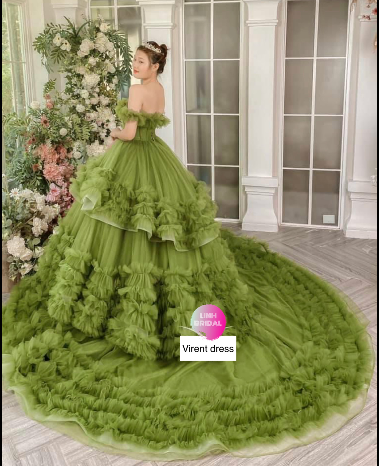 Light Green Ball Gown Quinceanera Dresses Tiered Ruffles Tulle Women Sweet  16 Flower Applique Party Robe De Soiree Long Prom Gowns From 258,37 € |  DHgate