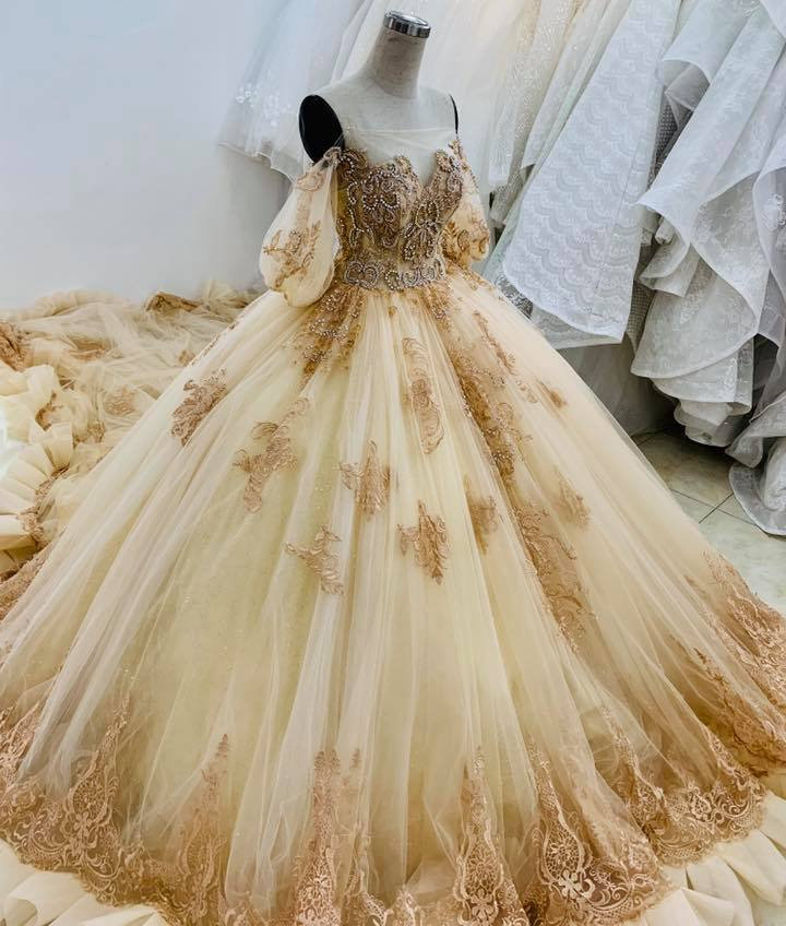 Girls Dresses Yellow Ball Gown Beaded Flower Girl For Wedding Appliqued  Pageant Gowns Short Sleeve Tulle Sequined Kids Birthday Dress From Sunmye,  $159.99 | DHgate.Com