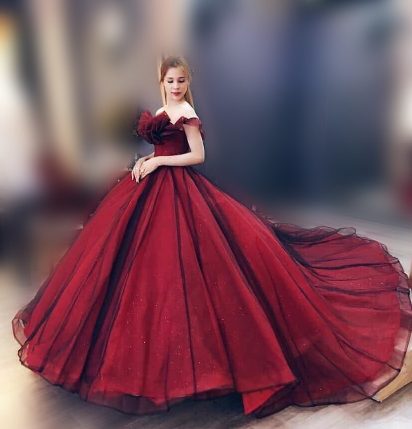 Shades of red - Light, Dark or ombre red sparkle ball gown wedding ...
