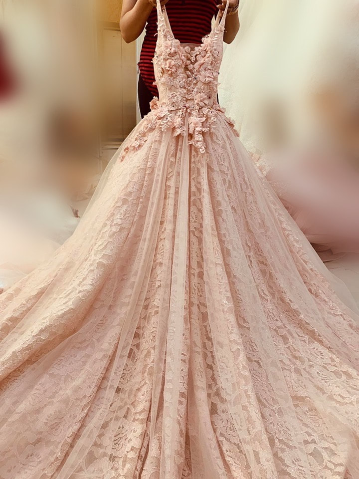 Light Pink Floral Print Georgette Flared Mini Dress-MIN101