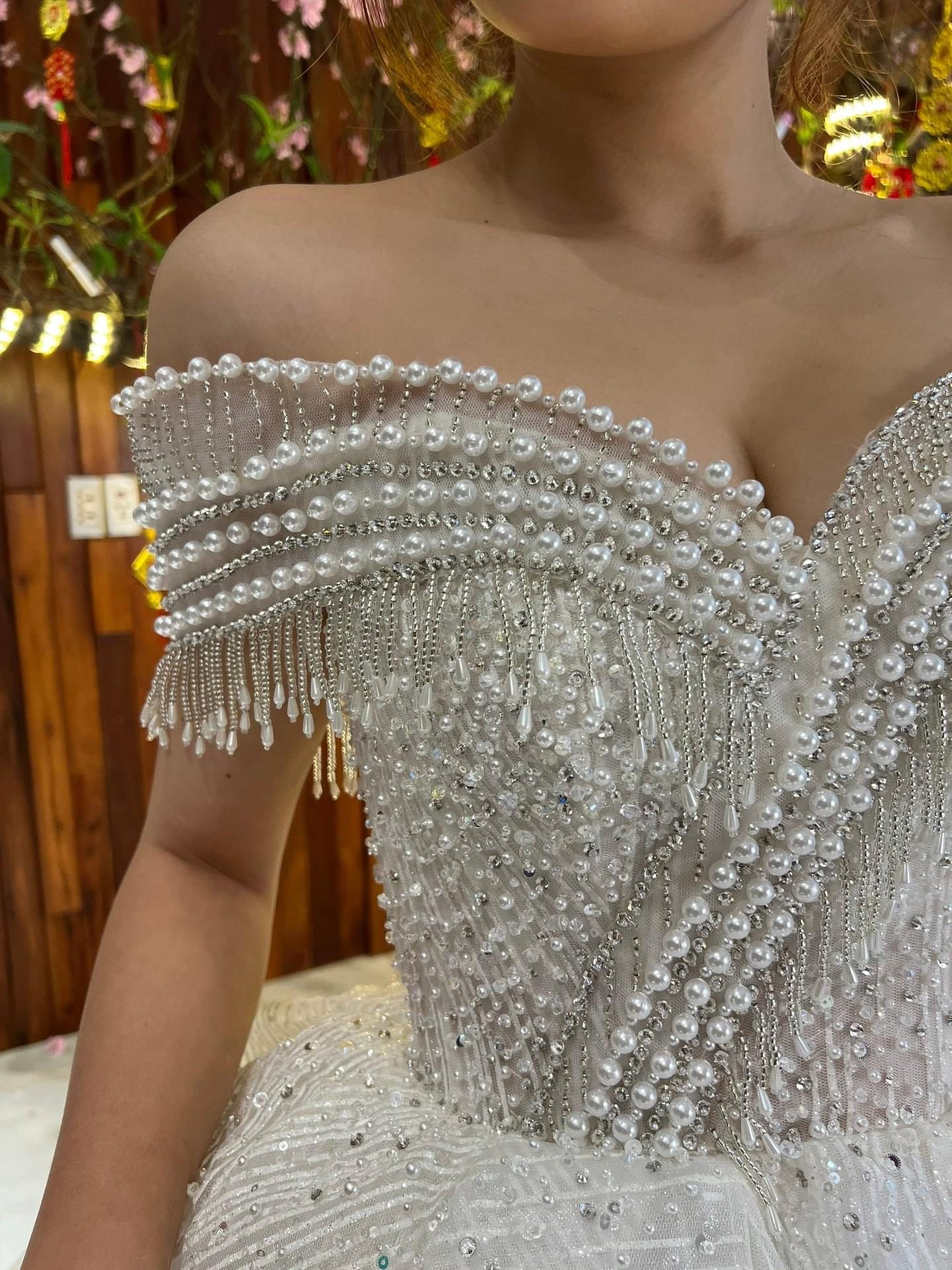 Signature Christian Bridal Saree In Embroidered Net with Sugar Bead Em –  Kavani Bridal Wear