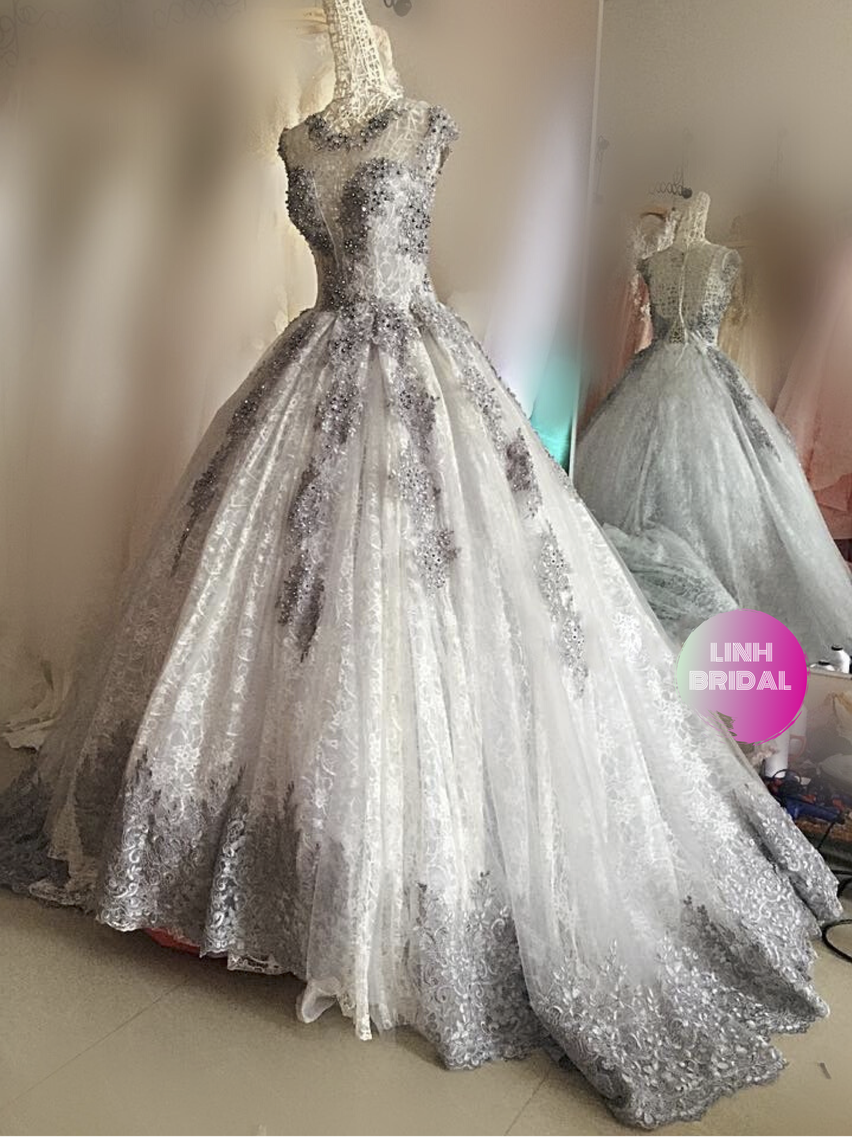 Ethnic Gowns | Grey Ball Gown | Freeup