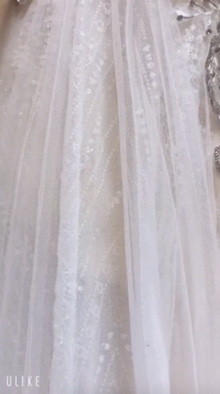 Sleeveless & long sleeves lace beaded white A line wedding dress