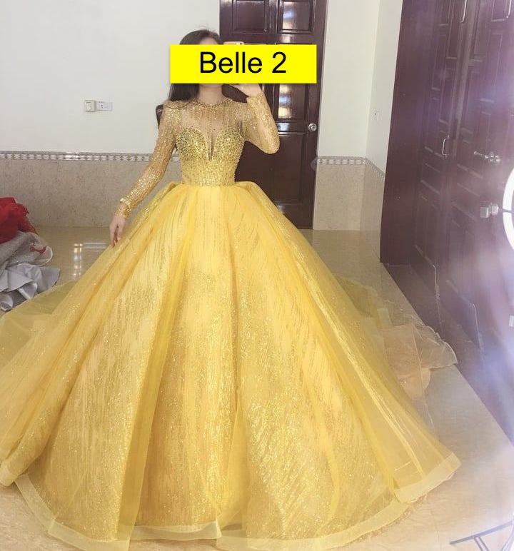 belle inspired prom dress