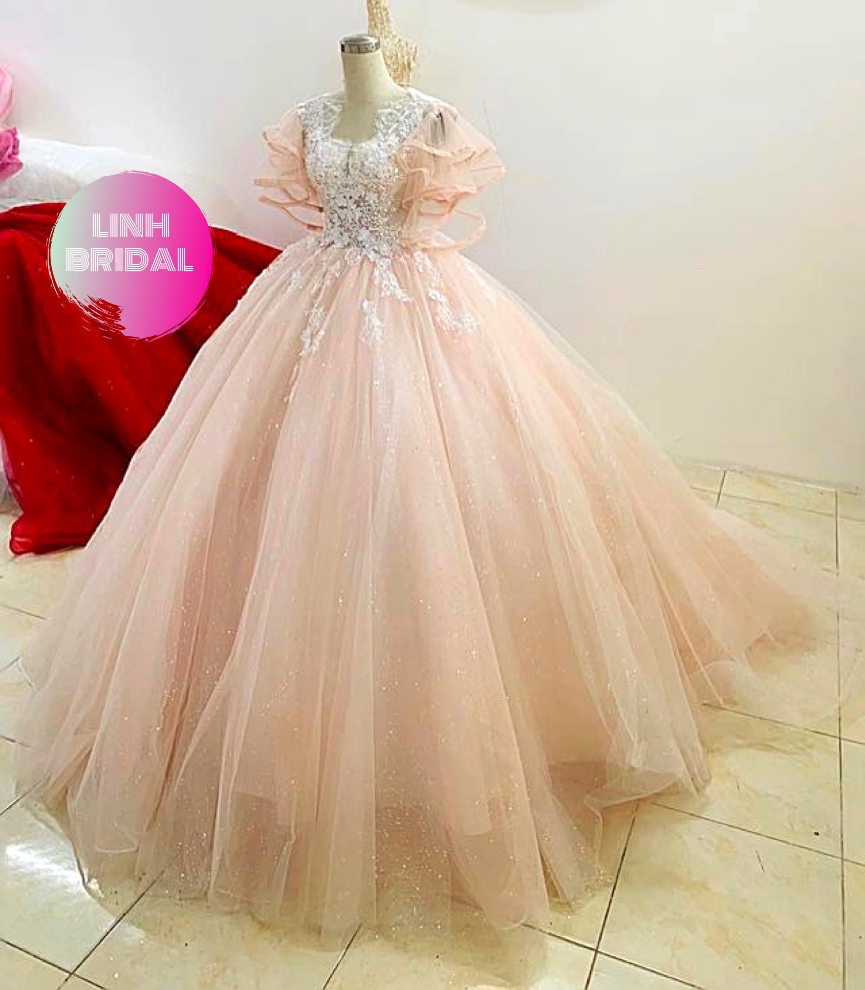 Buy > pink ruffle dress with sleeves > in stock