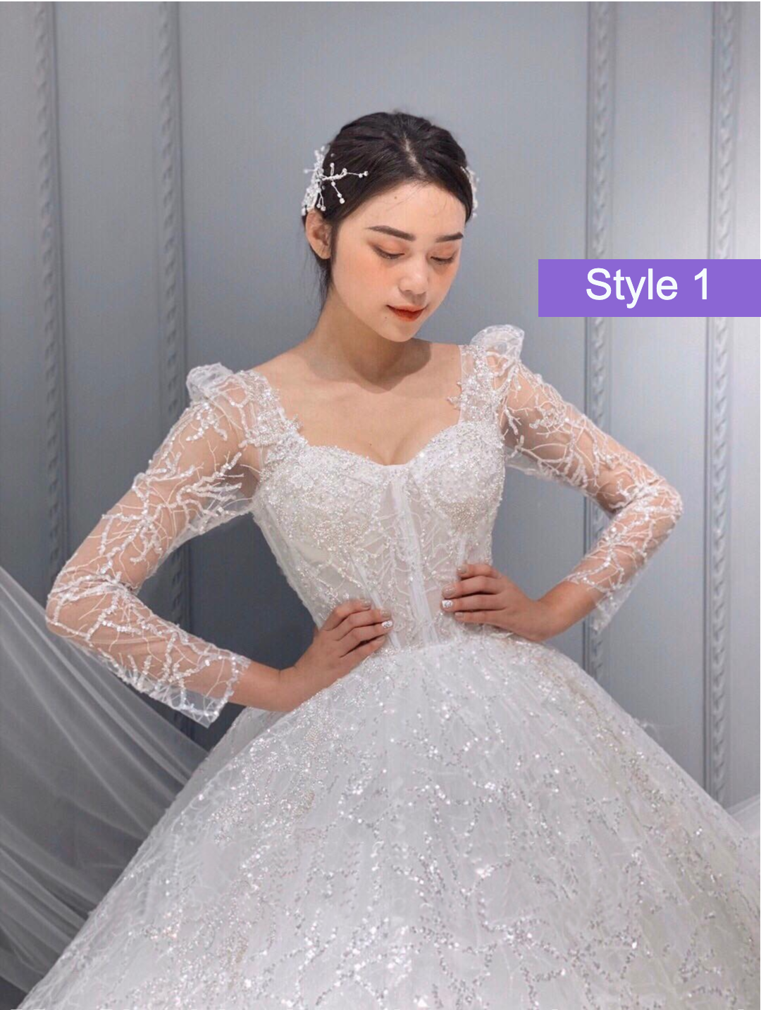 long sleeve white sparkly dress