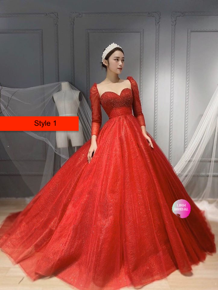 Red colour dress - Women - 1758952159