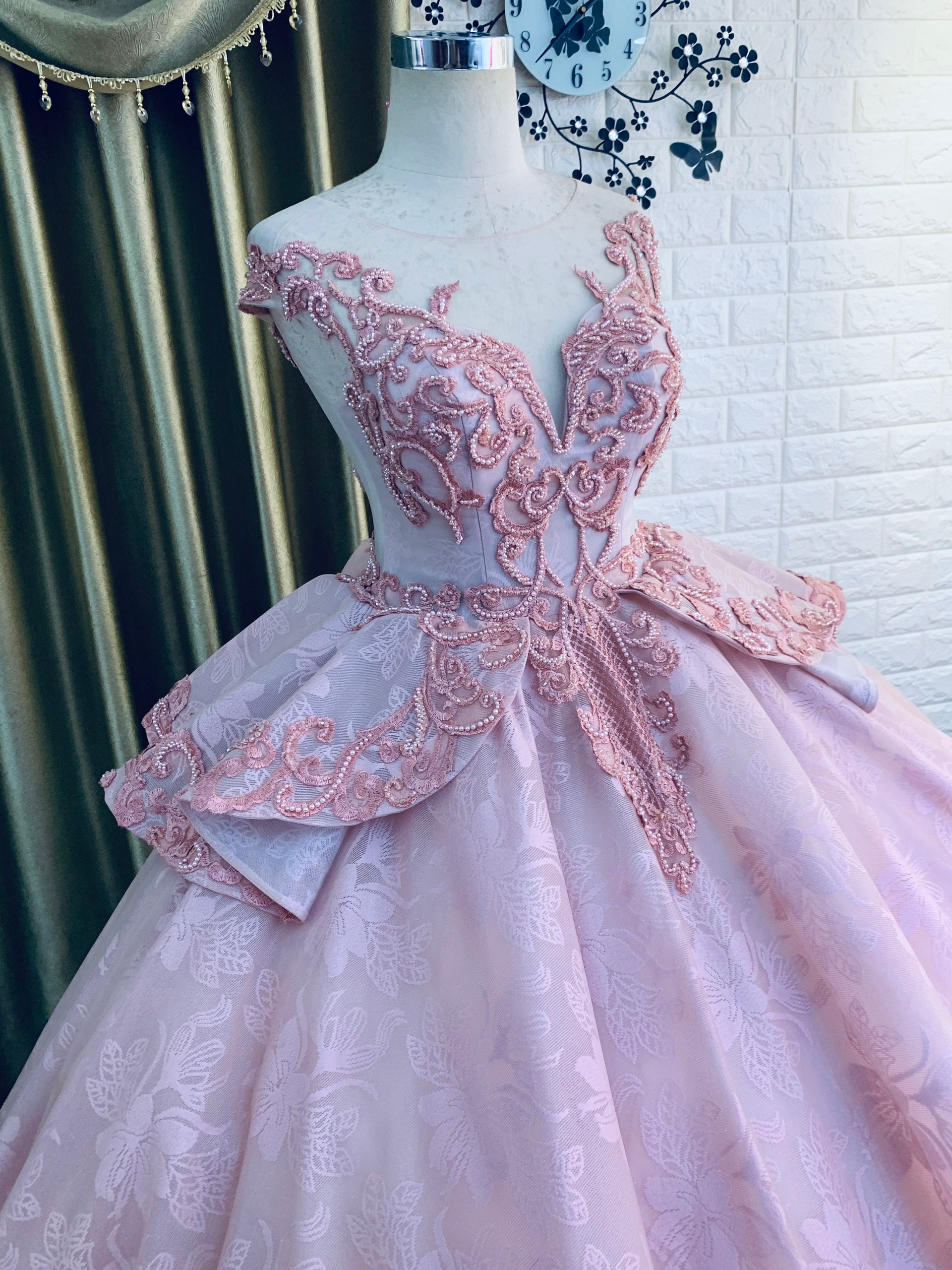 light pink princess prom dress