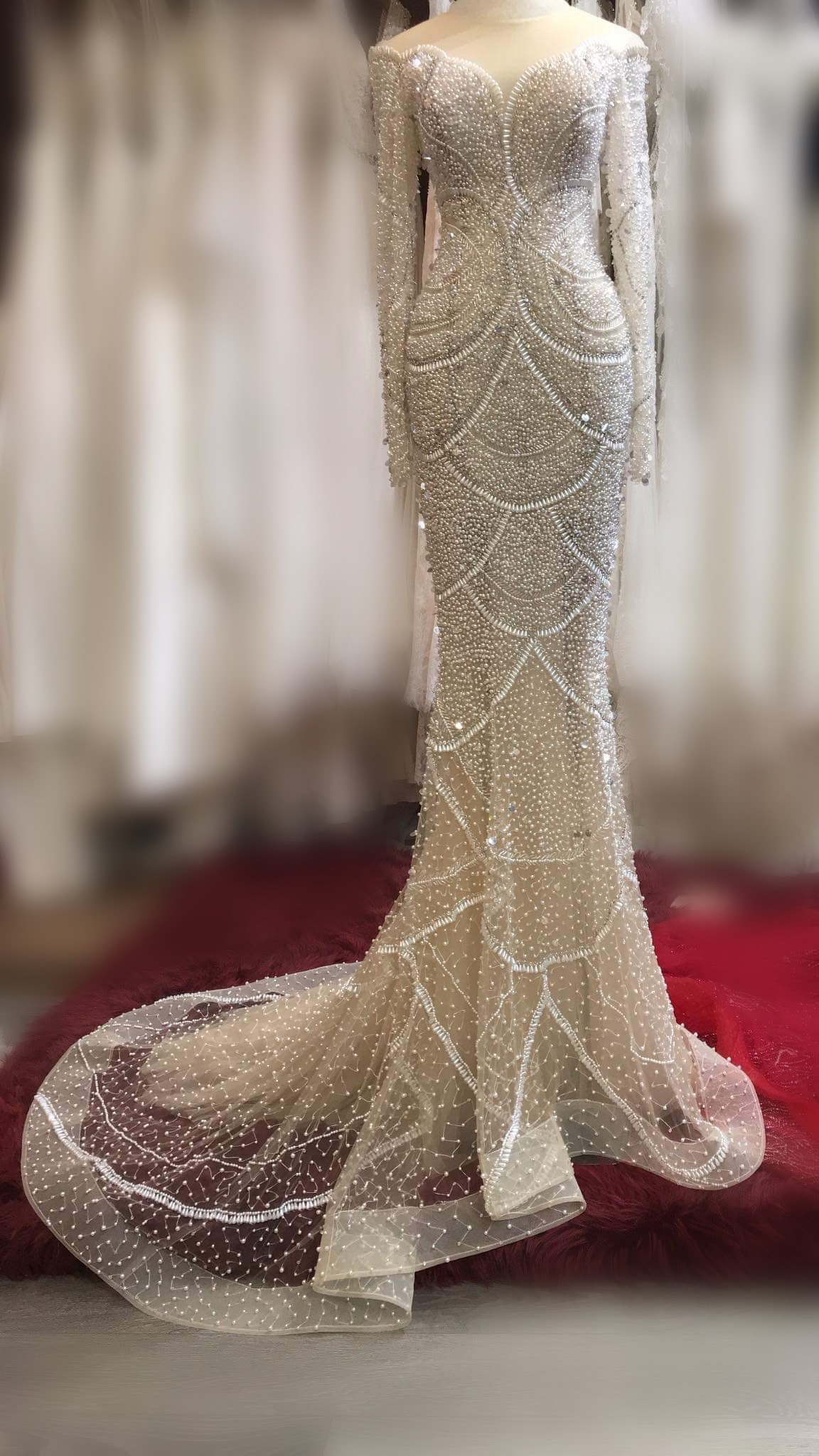 Luxury Shiny Mermaid Wedding Dress Beads Lace Sequins Tassel Full Sleeve  Bridal Gown Crystal Floor Length Robe Custom Made - Wedding Dresses -  AliExpress
