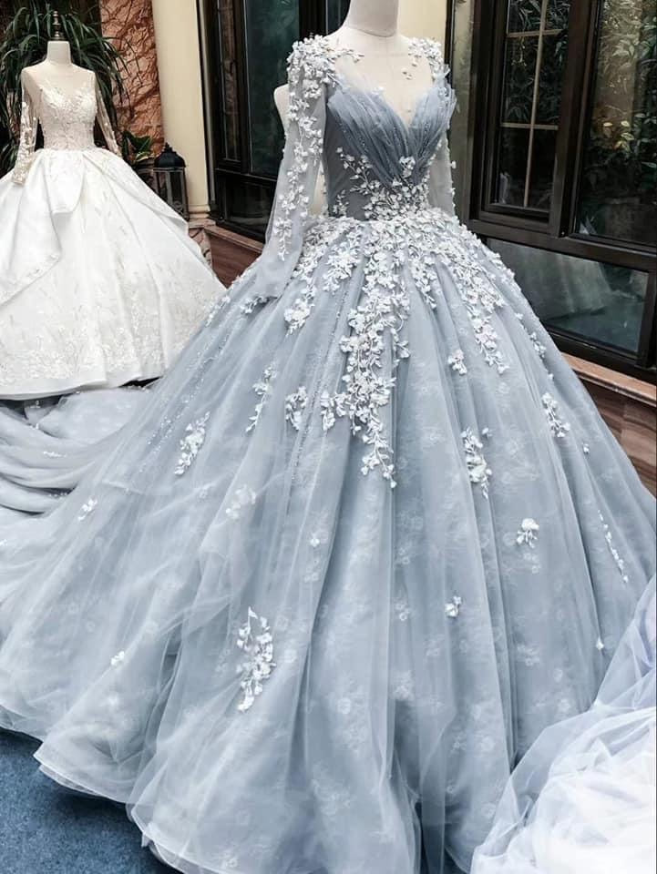grey floral bridesmaid dress