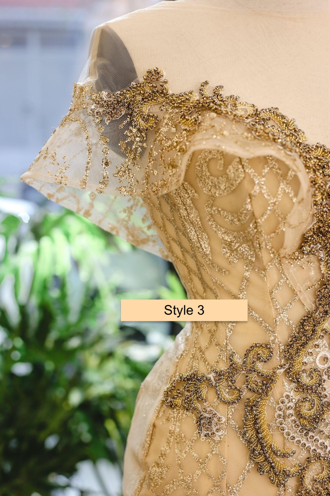 Alluring gold/nude gold beaded crystals mermaid wedding/evening dress ...