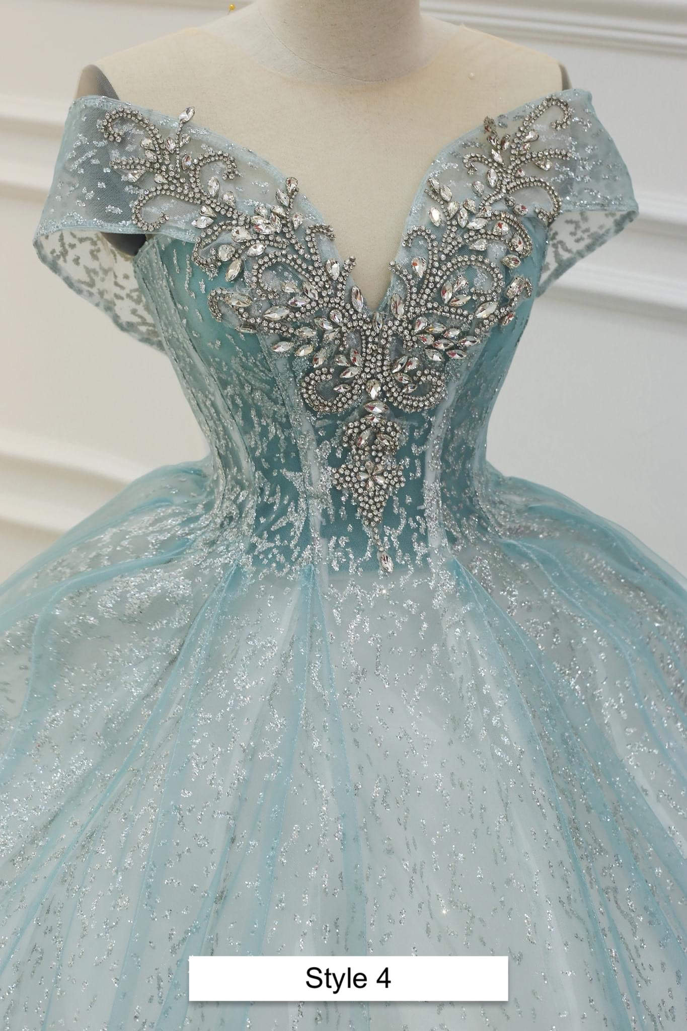 Aqua Blueturquoise Sparkle Princess Ball Gown Wedding Dress With