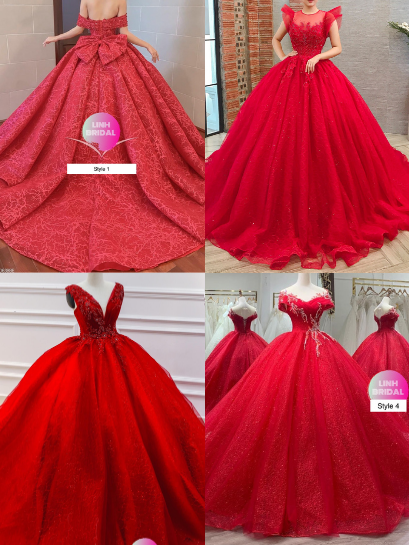 Red sexy lace off shoulder V neck crew neck sleevess ball gown wedding ...