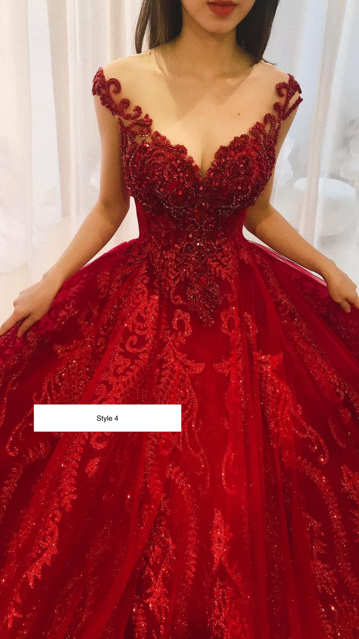 Red Glitter Off Shoulder Formal Gown (Stunning)