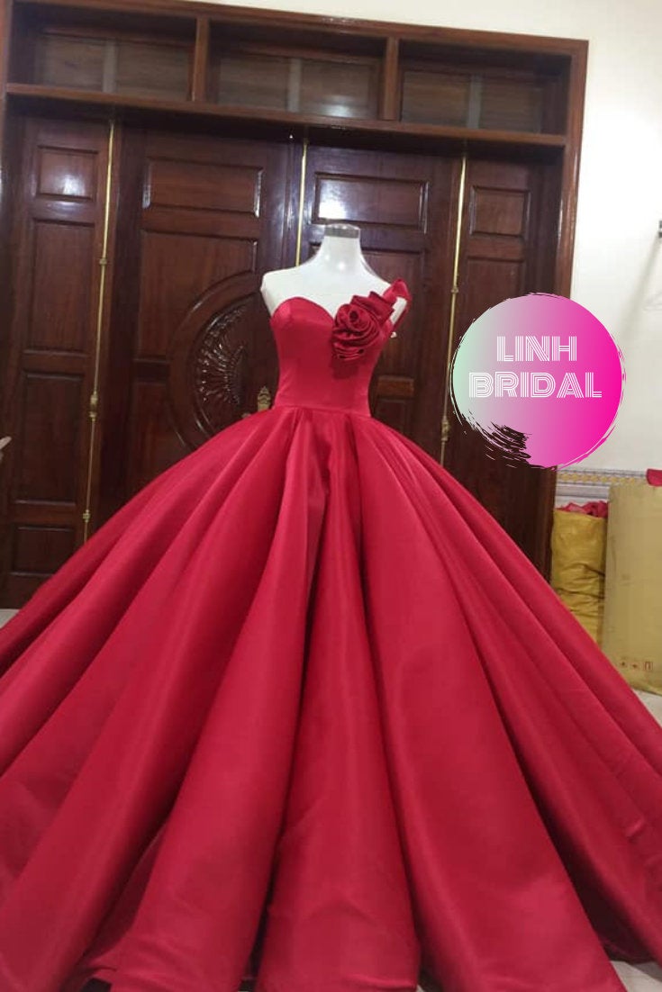 box pleated ball gown