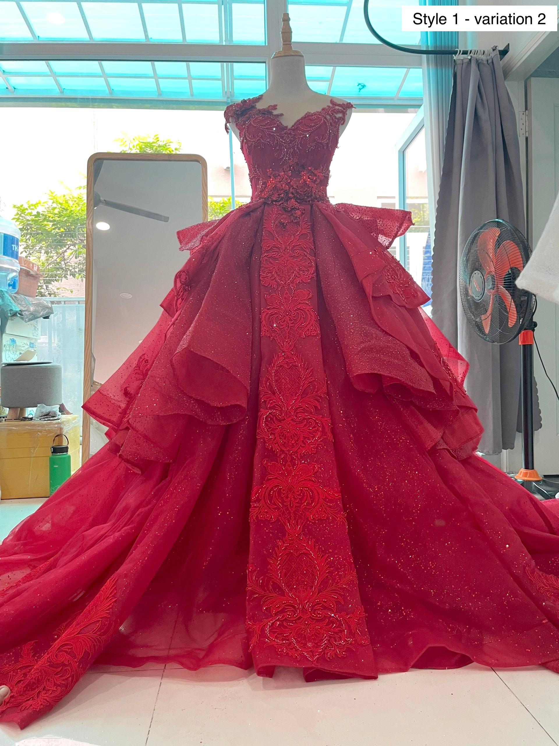Red Georgette Gown – Lakhina Couture